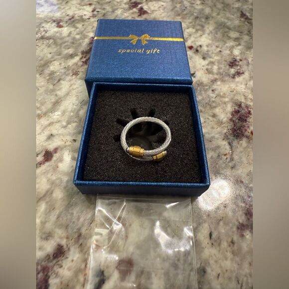 NEW Cable Twisted Open Ring Unisex Adjustable Stainless Steel with Gift … - Picture 6 of 8